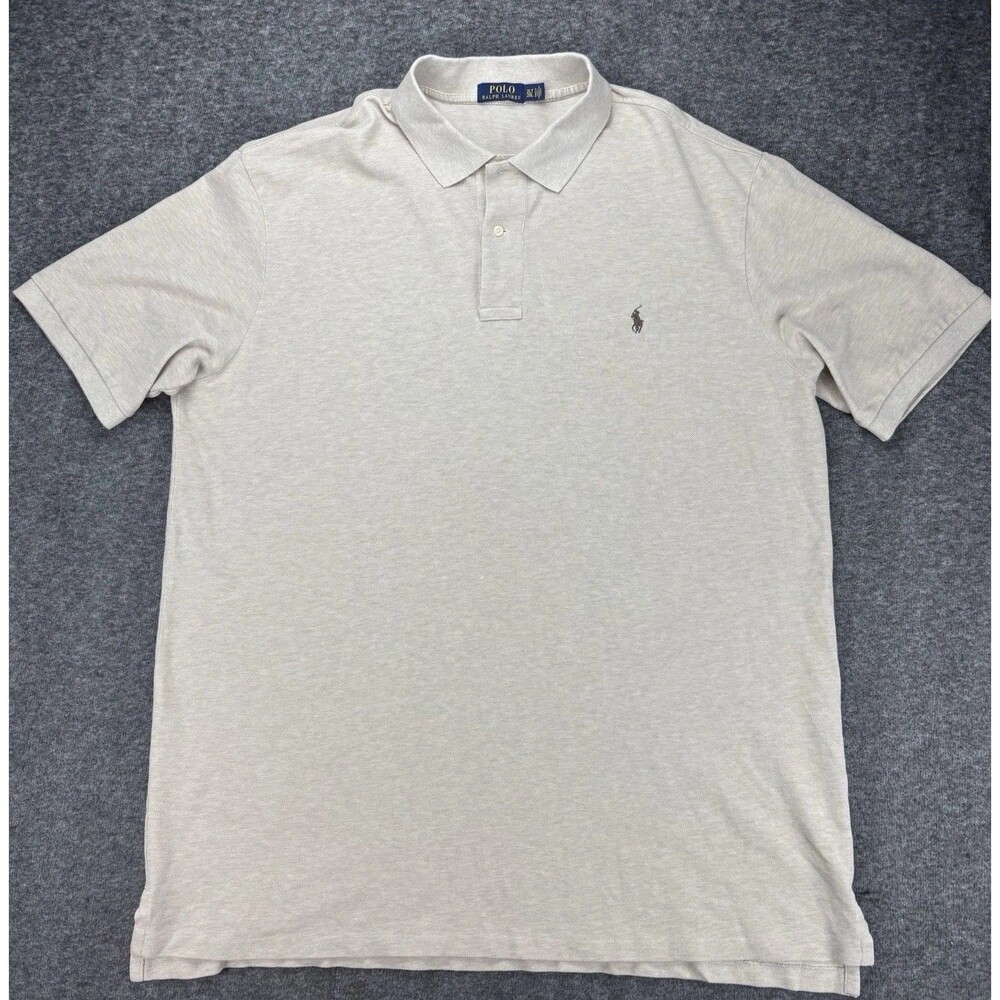 Polo Ralph Lauren Men’s 2LT Polo Shirt Beige Tan Short Sleeve Pony 2XL Tall - Picture 7 of 13